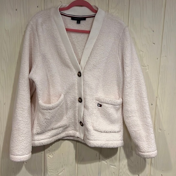 Tommy Hilfiger Sweaters - Tommy Hilfiger Fleece Jacket XL Front Pockets Buttons